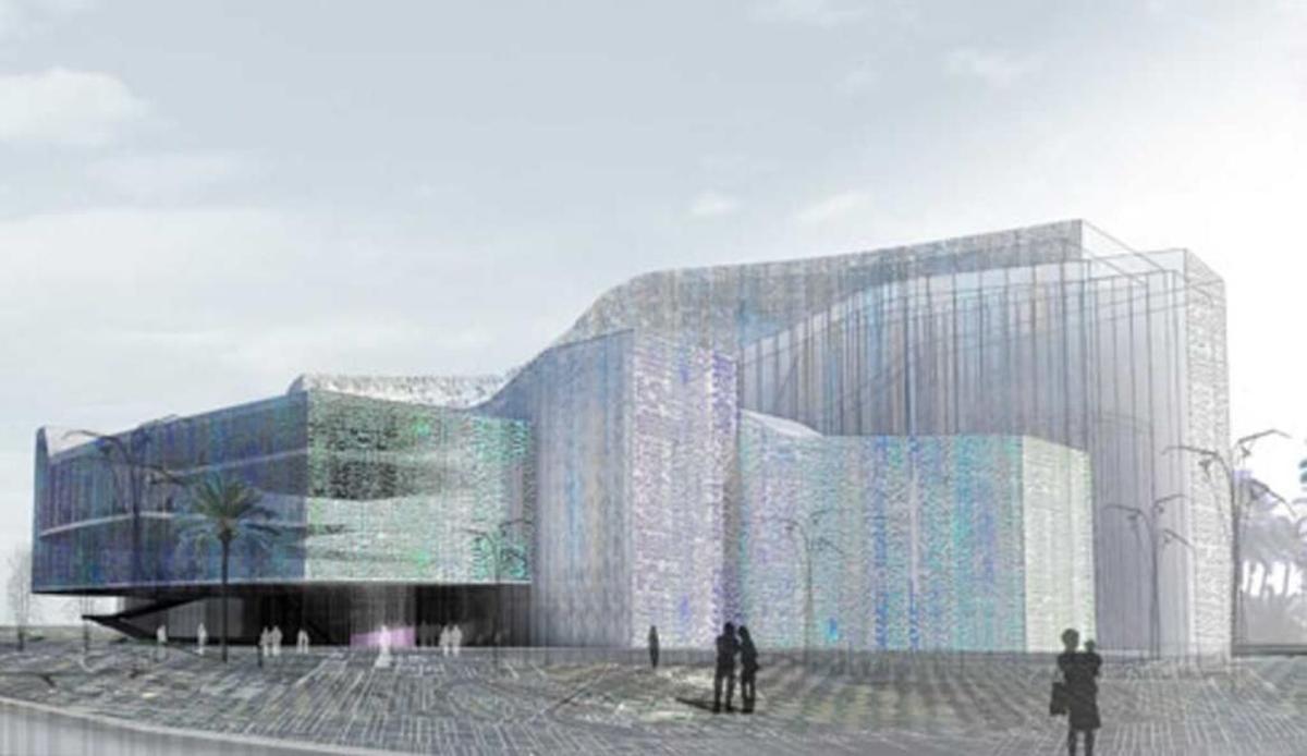 Recreación del proyecto del auditorio de música de Málaga de los arquitectos Benedito y Soriano
