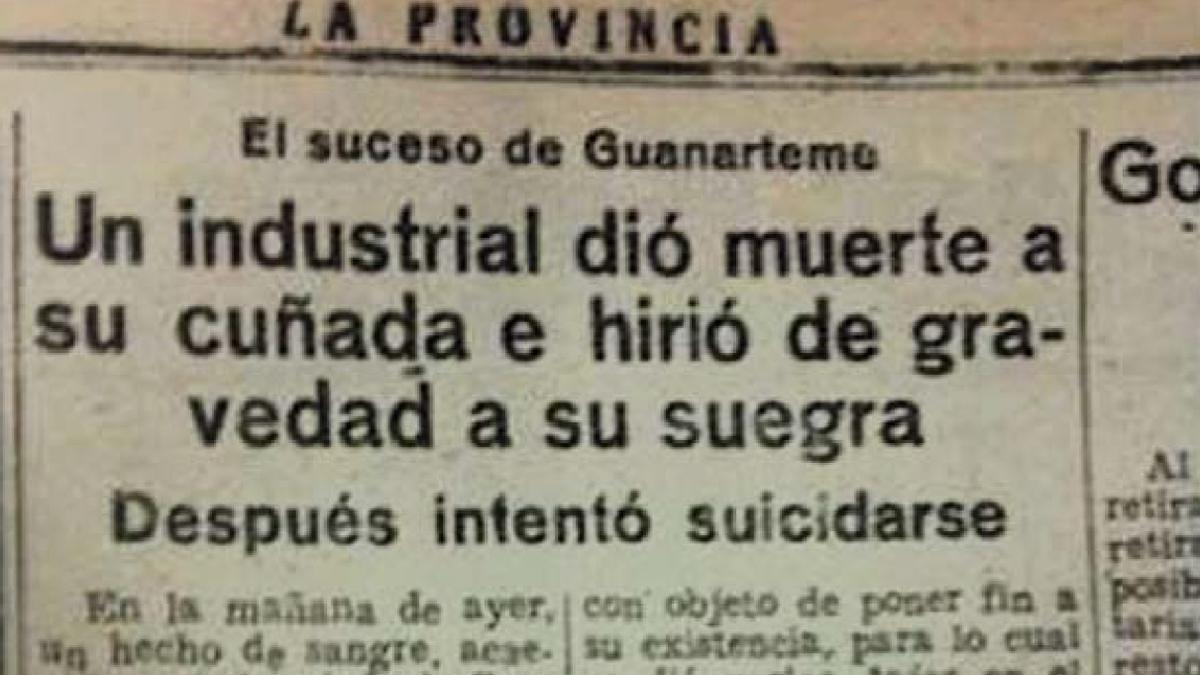 Noticia sobre el suceso publicada por LA PROVINCIA en 1942.