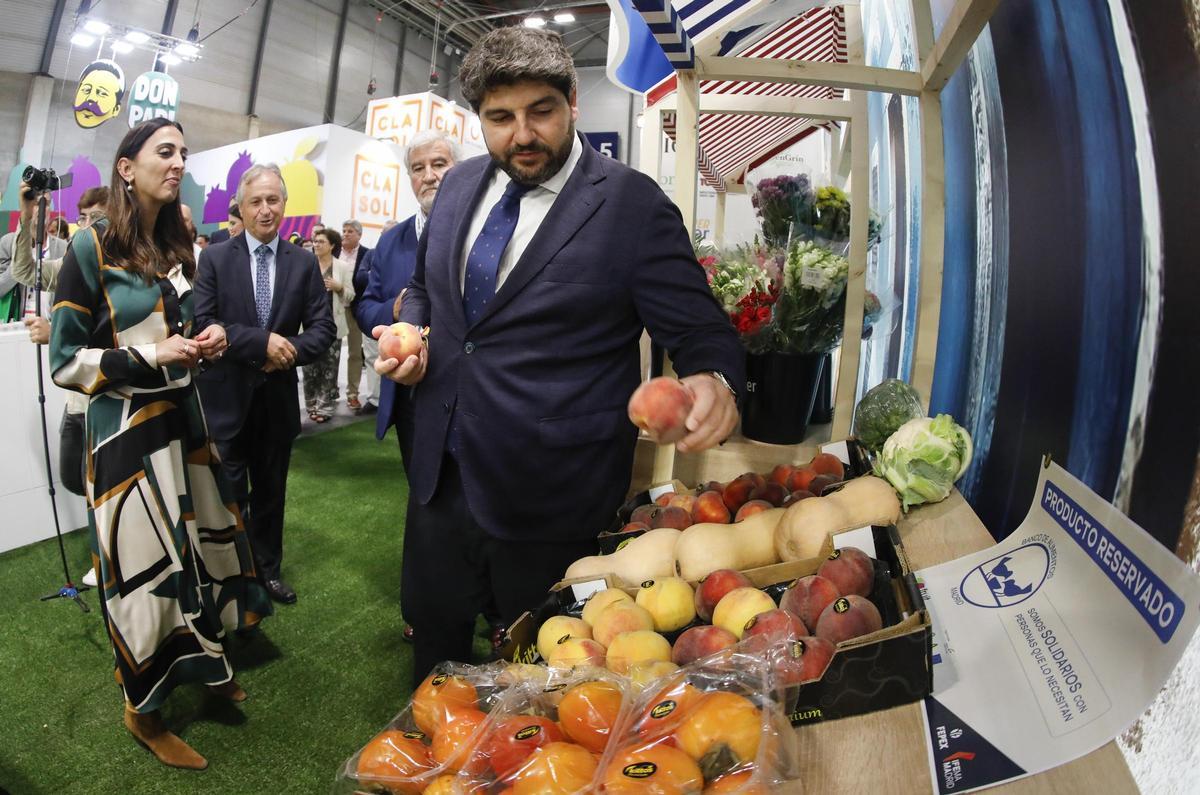 Fernando López Miras contempla diferentes variedades de fruta de hueso