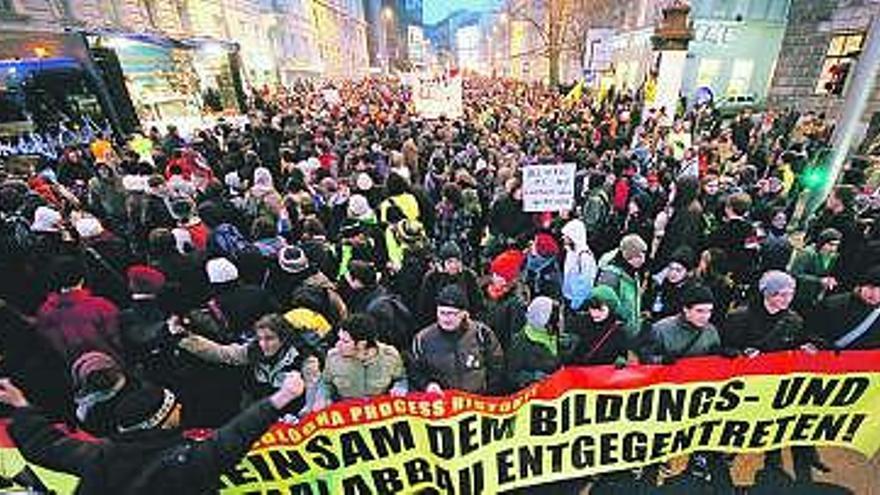 Manifestantes en el centro de Viena.