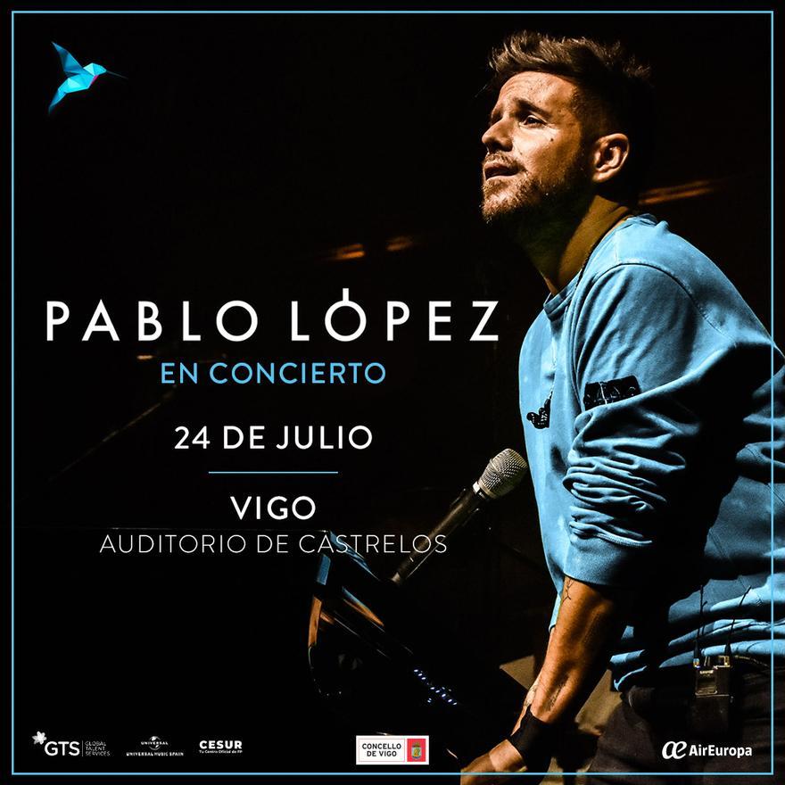 Cartel del concierto en Castrelos de Pablo López el 24 de julio de 2023.