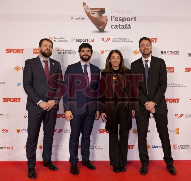 El Secretari General de l¿Esport, Gerard Figueras, el presidente de la UFEC, Gerrad Esteva y la Consellera de la Presidència, Meritxell Budó, asistieron a la gala como representantes de los organismos de la Generalitat de Catalunya. Aquí junto a Erne