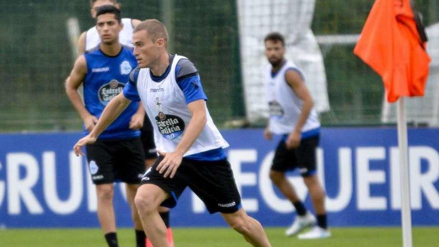 Álex Bergantiños, en un entrenamiento del Deportivo de esta semana.