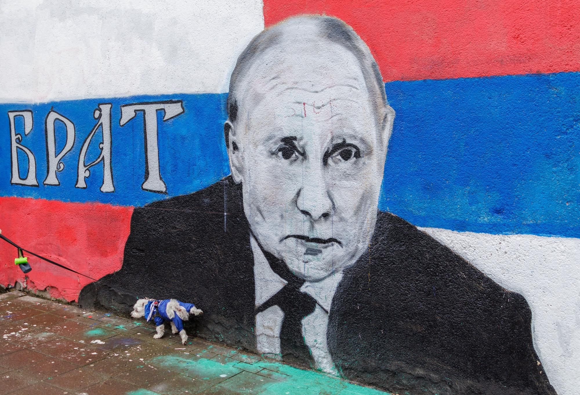 Un grafiti de Vladímir Putin en Serbia.