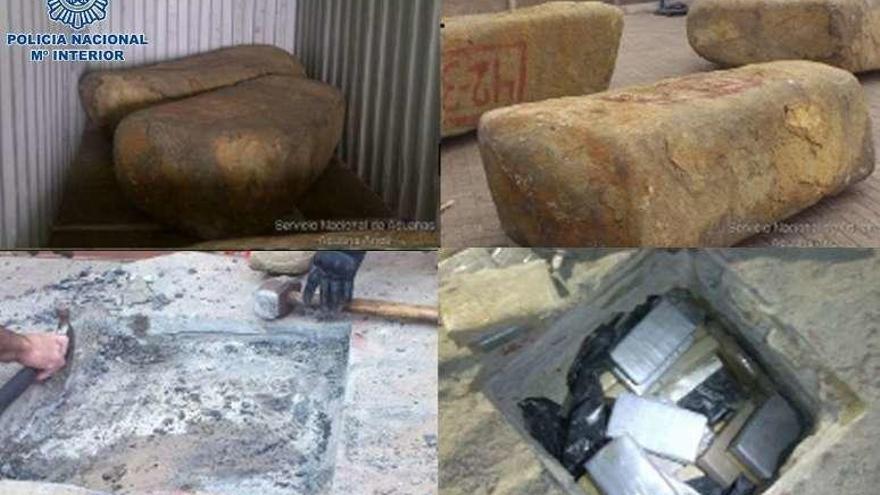 Imagen de las piedras con la droga oculta difundidas por la Policía.