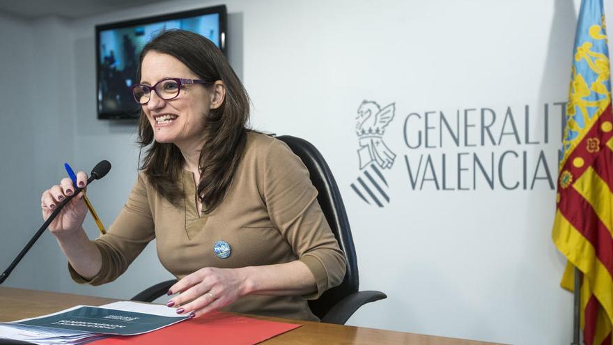 Mónica Oltra, hoy, en la rueda de prensa tras el Pleno del Consell.