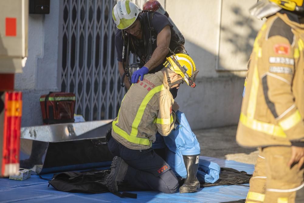 Fuita d'una matèria perillosa en un tren de mercaderies a Riudellots de la Selva