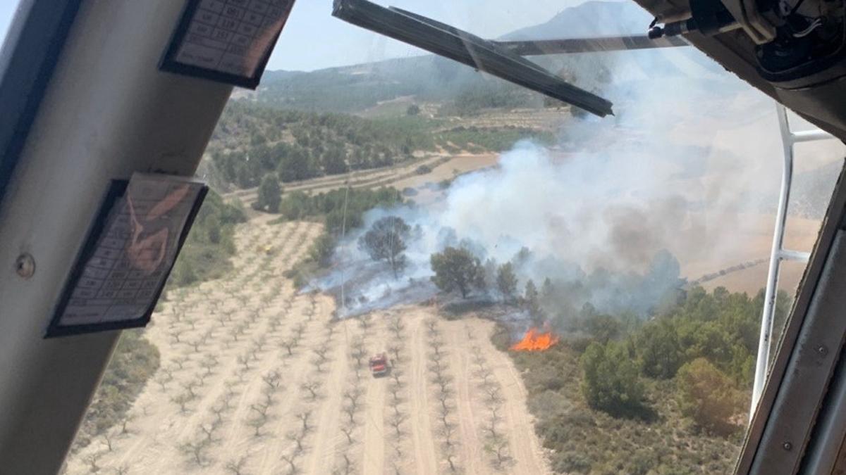 Incendio forestal declarado en el cerro del Gallego, junto a la carretera Calasparra-Moratalla
