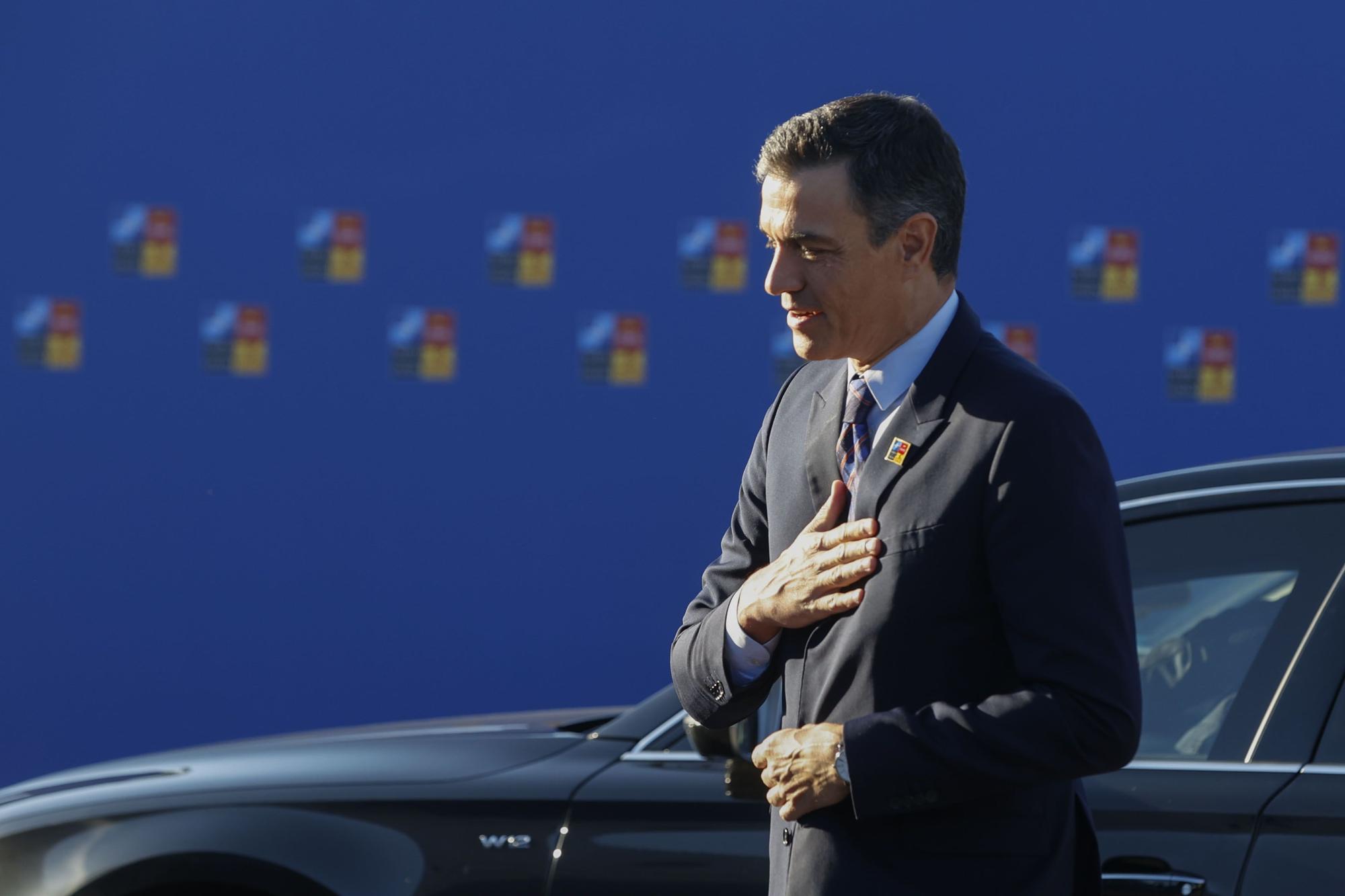 Pedro Sánchez, a su llegada a la cumbre de la OTAN en Madrid.