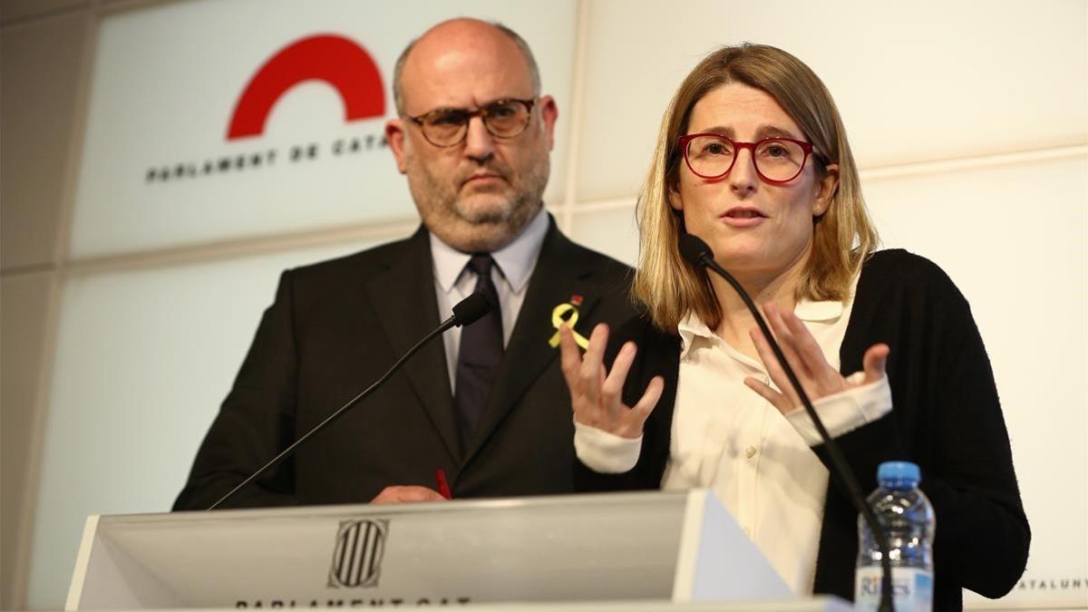 Rueda de prensa de JxCAT en el Parlament.