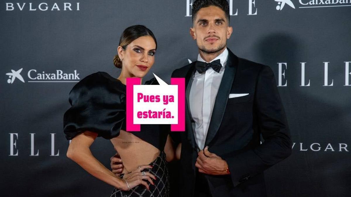 Melissa Jiménez y Marc Bartra en un photocall