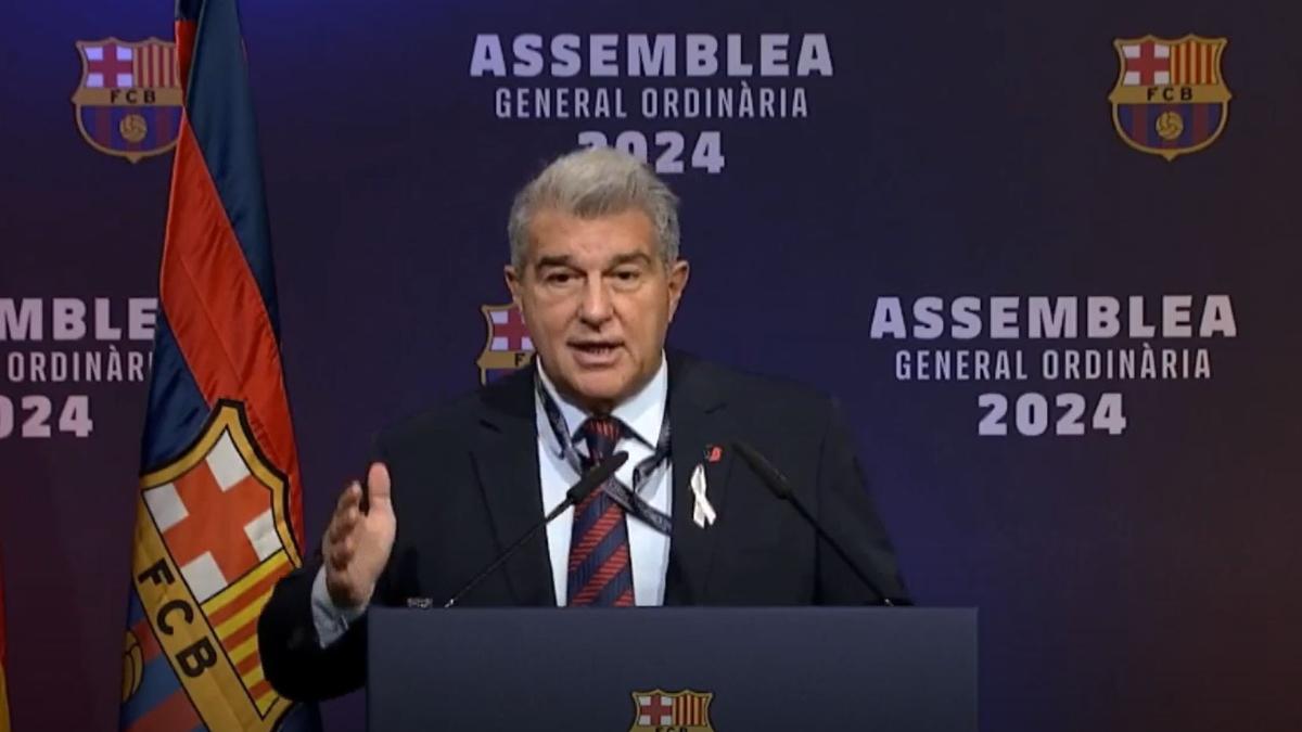 Joan Laporta, en la Asamblea del FC Barcelona