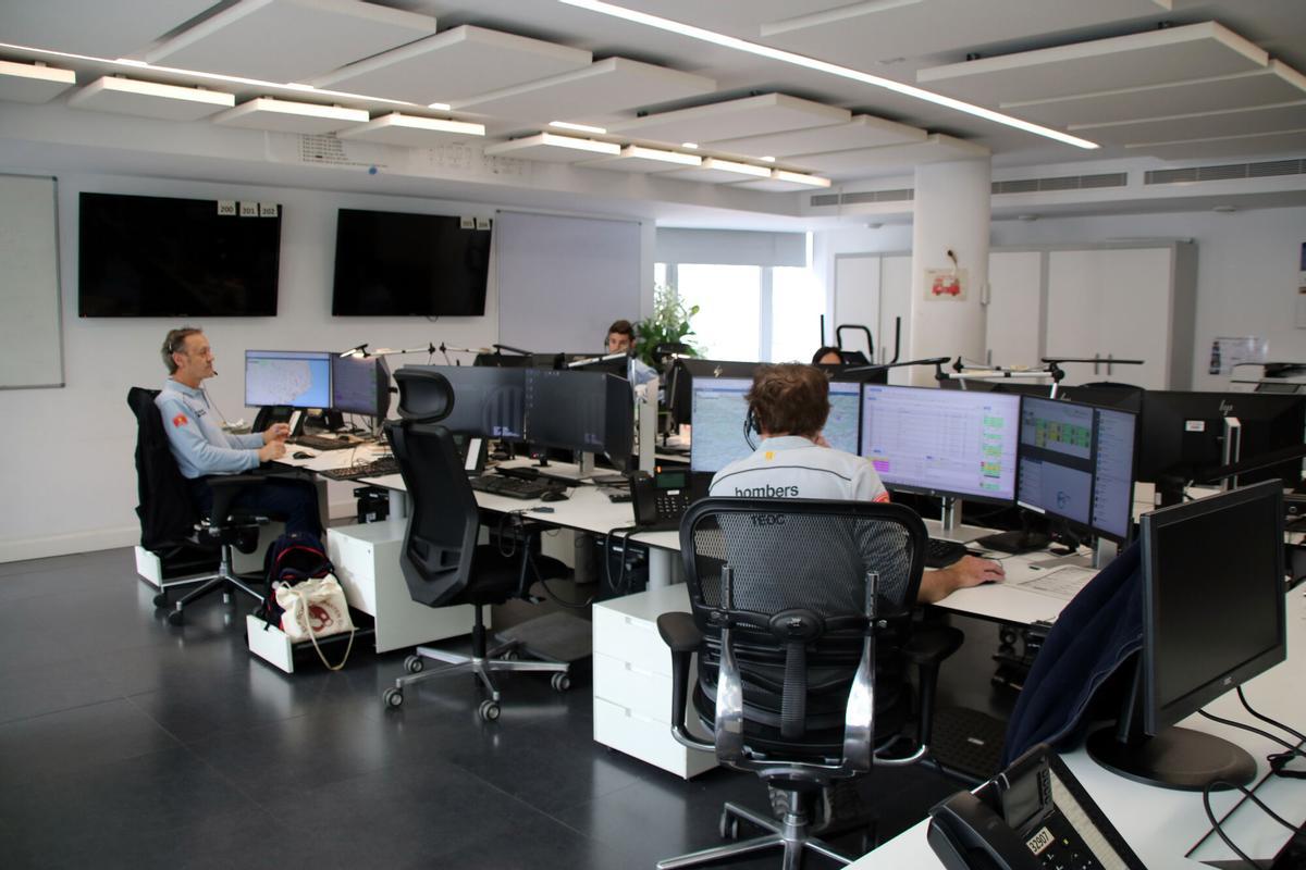 Sala de control dels Bombers a la Regió de Girona