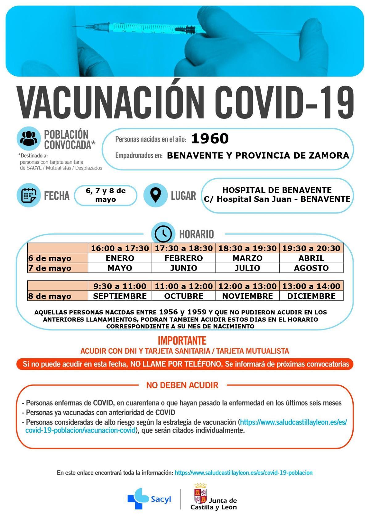 Vacunación de la quinta del 60 en Benavente. Personas que cumplen 61 años