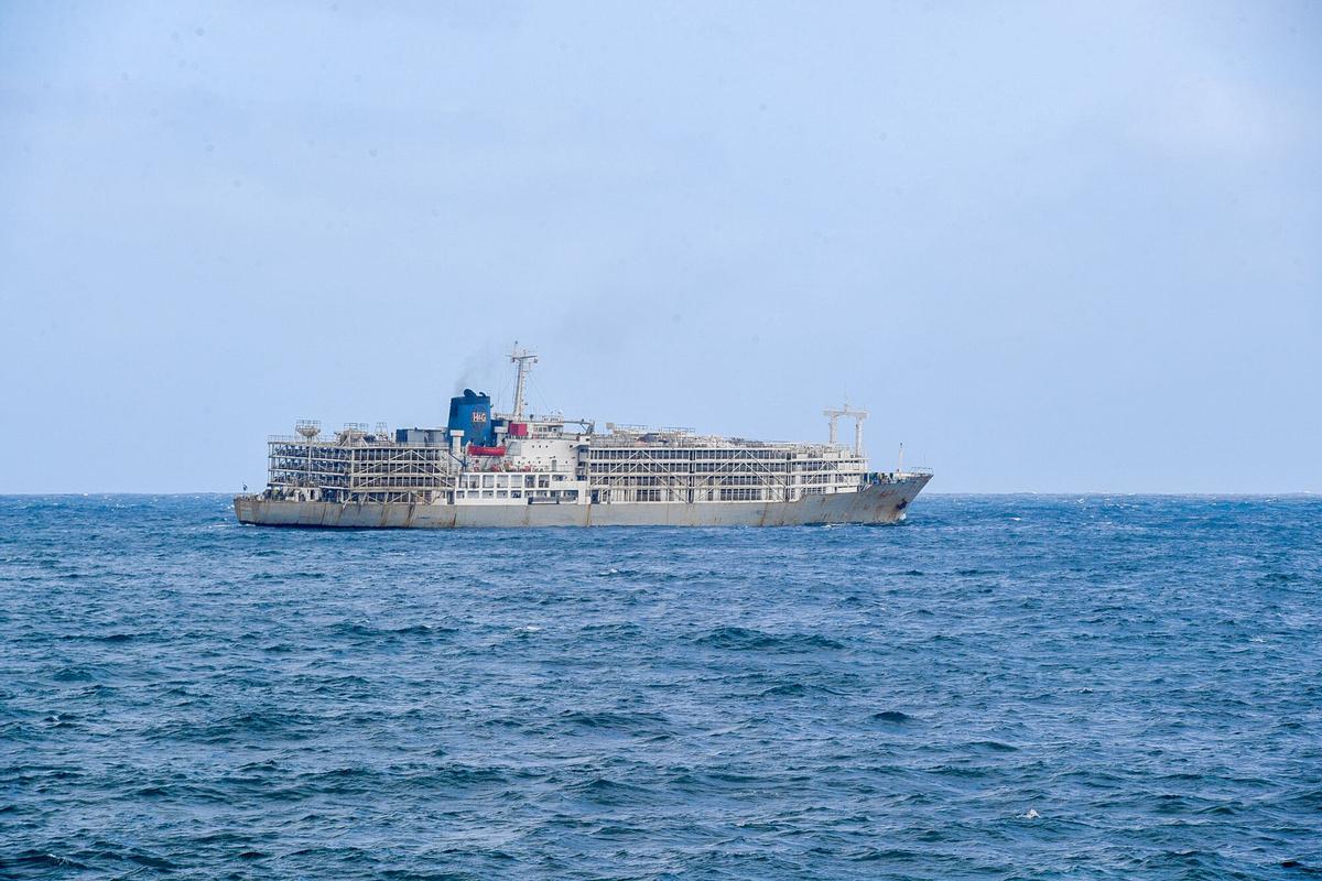 Barco 'Zein I', fondeado cargado de vacas en el Puerto de Las Palmas Barco 'Zein I', fondeado cargado de vacas en el Puerto de Las Palmas