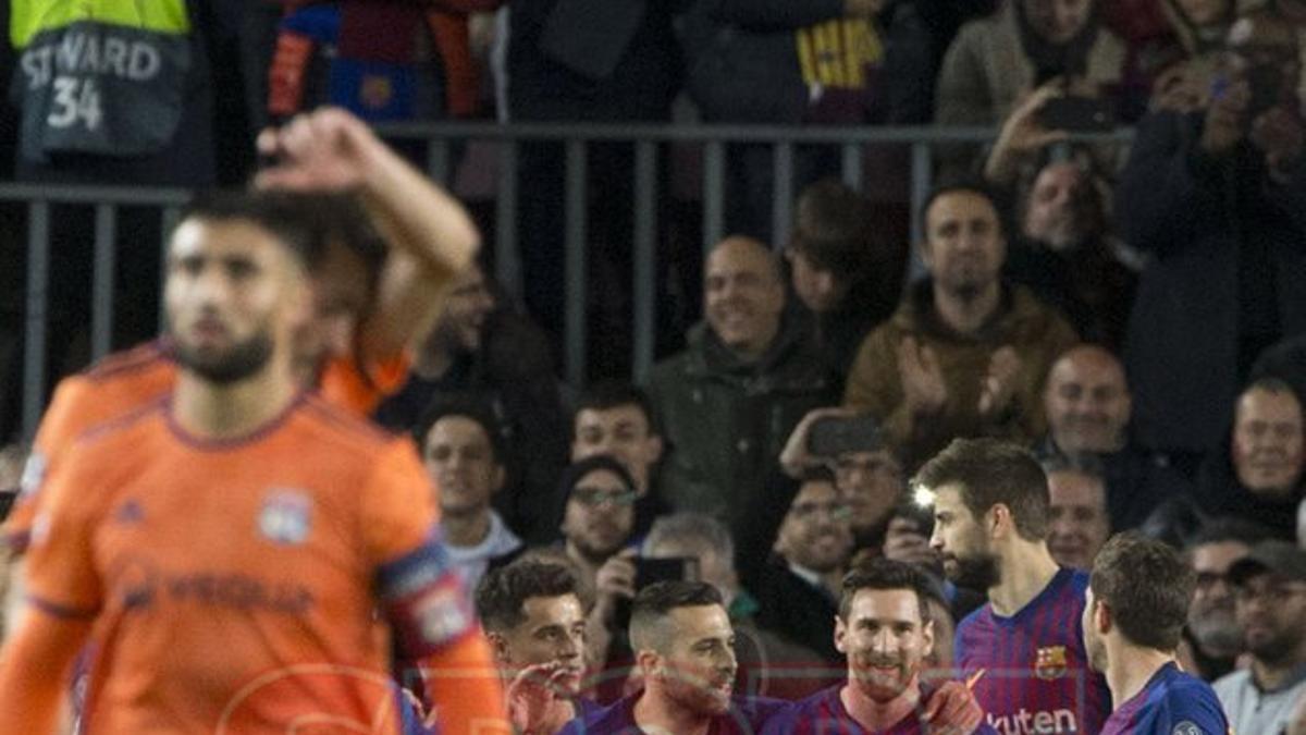 Las mejores imágenes del partido de vuelta de octavos de final entre el FC Barcelona y el Olympique Lyon disputado en el Camp Nou.