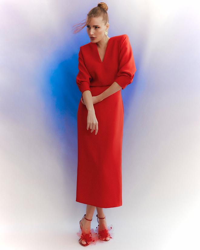 Vestido rojo de invitada Alba de Koahari