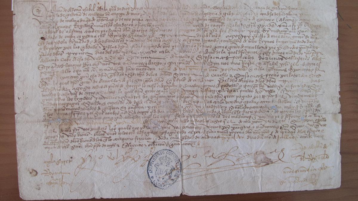 Carta de reclutamiento de 1485 para la guerra de Granada.  Cáceres aportó casi 700 hombres.