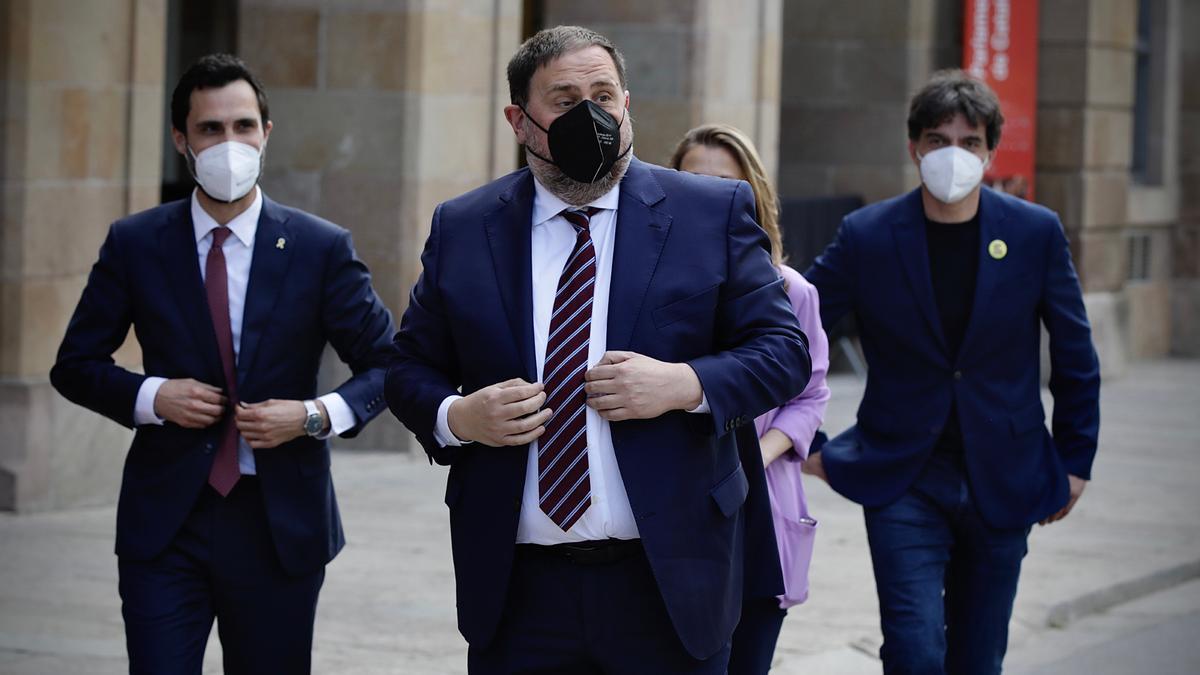 El president d&#039;ERC, Oriol Junqueras, arribant al Parlament de Catalunya