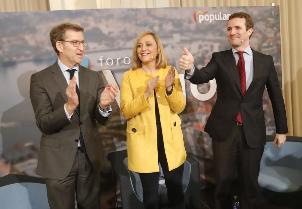 Casado estuvo arropado por Feijóo y Muñoz en su acto en A Sede del Celta