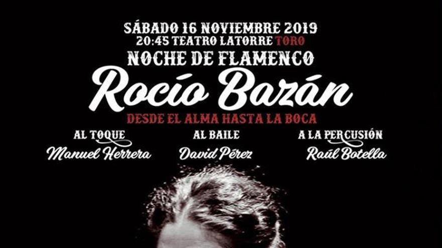 Cartel de la actuación de Rocío Bazán en el Teatro Latorre de Toro.