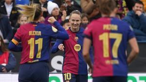 Caroline Graham Hansen celebra su tanto ante el Real Madrid