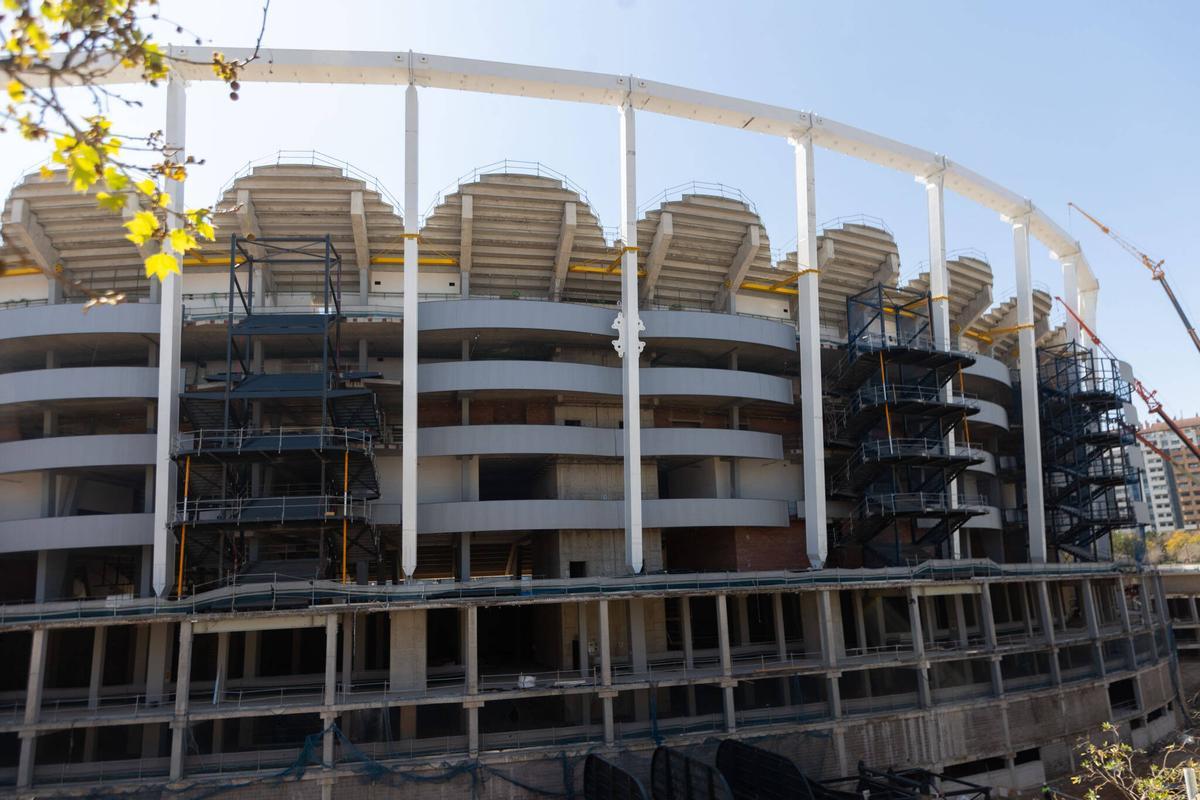 Avance de la construcción del Nou Mestalla, a finales de marzo.