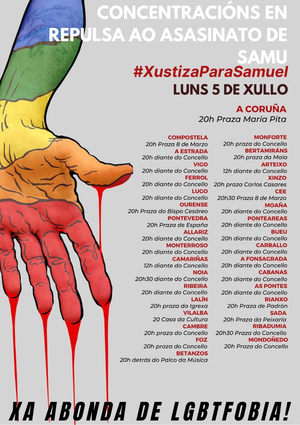 Concentraciones convocadas este lunes en toda Galicia