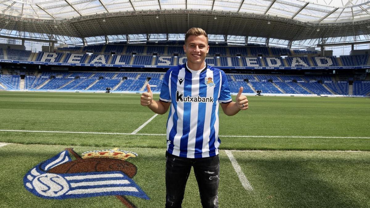 Germán Valera, con la camiseta de la Real Sociedad