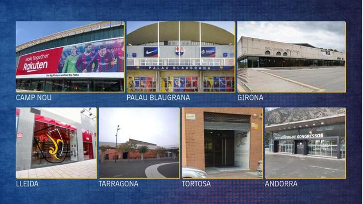 Las seis sedes de las elecciones del Barça.