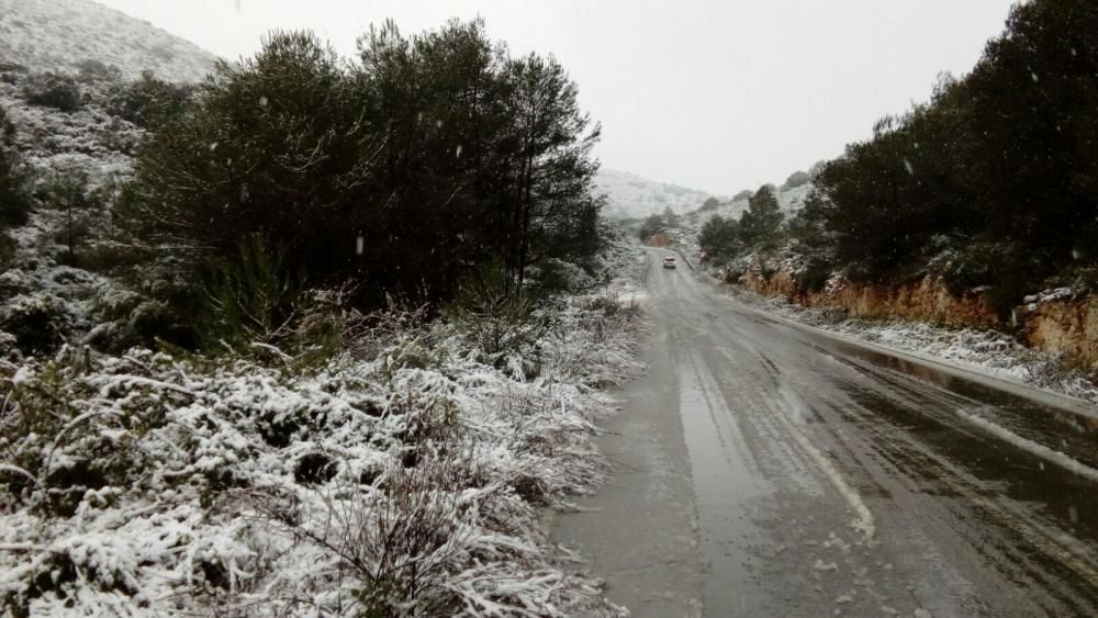 Fotos de la Llacuna, en Villalonga, completamente cubierta de nieve.