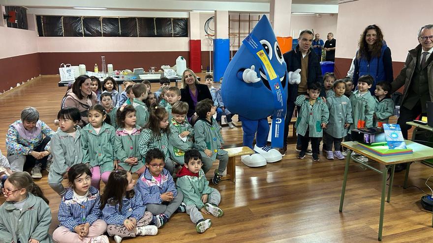 Alumnado de 3 y 4 años del colegio Los Campos durante la visita a las actividades del centro por la Semana del Agua.