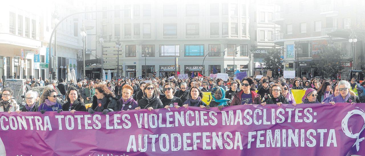 Manifestación celebrada en València contra la violencia machista.