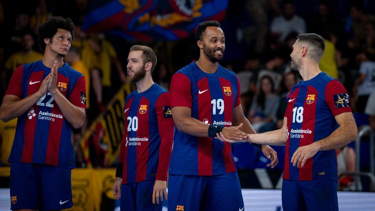 Los jugadores del Barça, en el Palau
