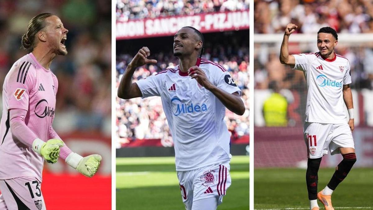 Orjan Nyland, Djibril Sow y Rubén Vargas, los tres jugadores