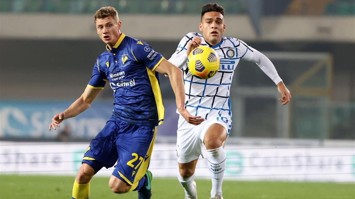 Lautaro Martínez adelantó al Inter en el campo del Hellas Verona