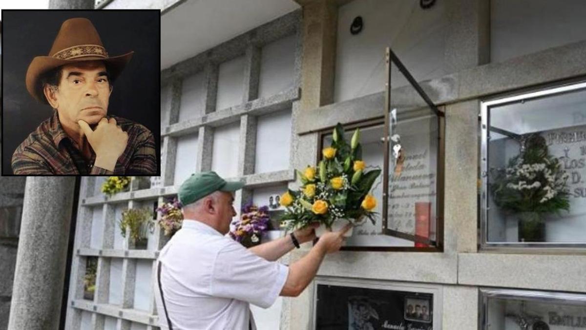 Ofrenda floral ante la lápida de John Balan
