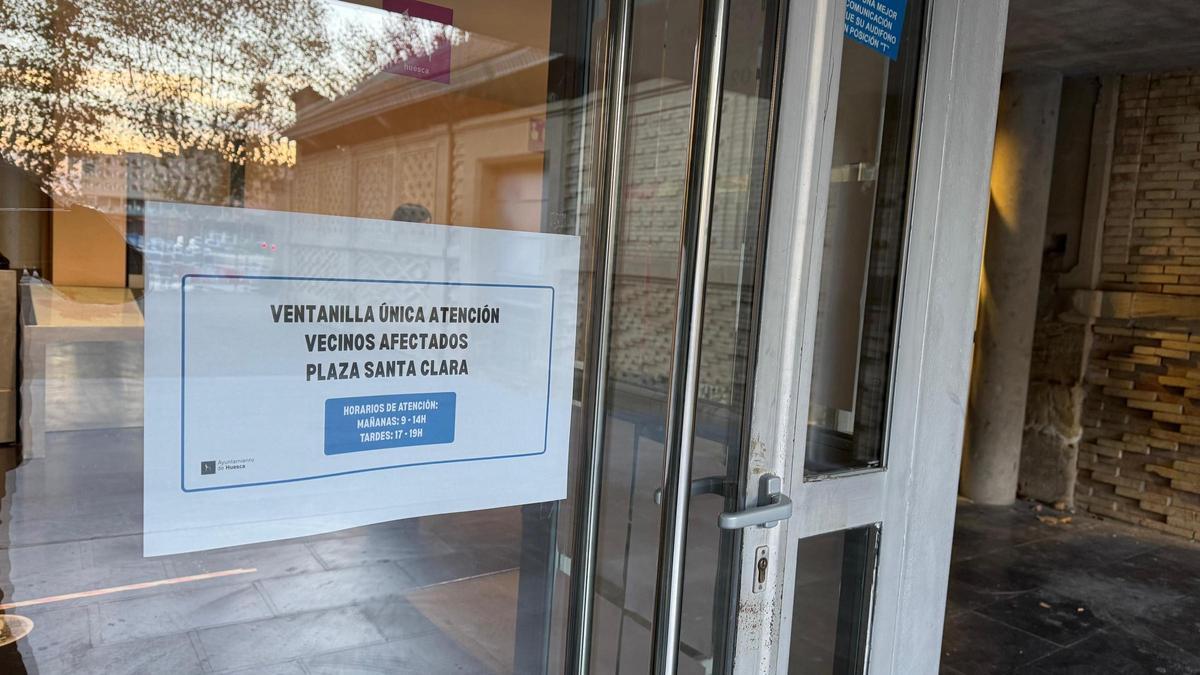 Ventanilla unica para atender a afectados por el desalojo en Huesca.