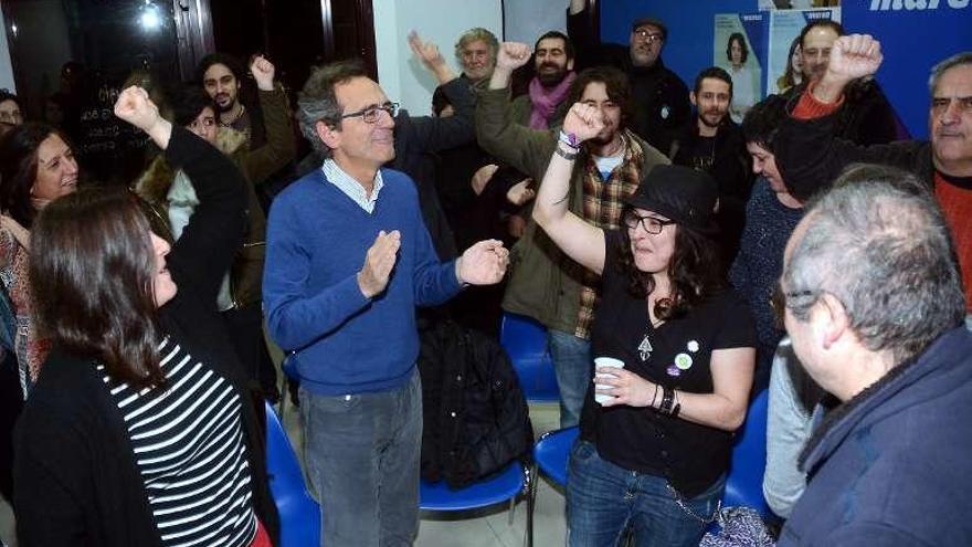 Luis Rei, en la celebración electoral de Marea. // R. Vázquez