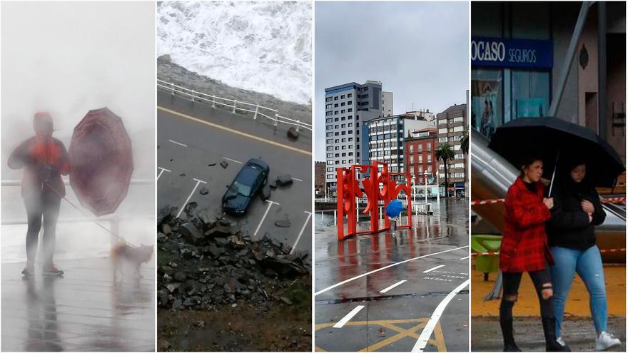 Temporal en Asturias: olas de 9 metros, rachas de viento de 110 kilómetros por hora, lluvia y argayos por la borrasca &quot;Aline&quot;