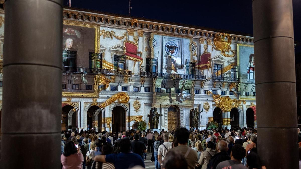 Un 'videomapping' recrea la vida de Goya para inaugurar las Fiestas Goyescas en Zaragoza