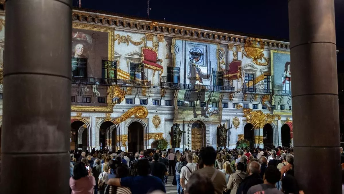 Un 'videomapping' recrea la vida de Goya para inaugurar las Fiestas Goyescas en Zaragoza