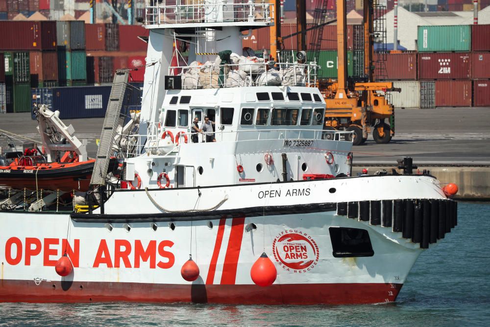 Llegada del barco Open Arms al puerto de Barcelona