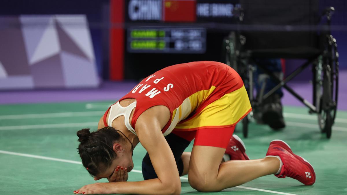 Carolina Marín se lesionó en pleno partido