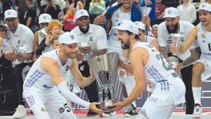 Rudy y Llull levantan el trofeo de campeón de la Euroliga en Kaunas