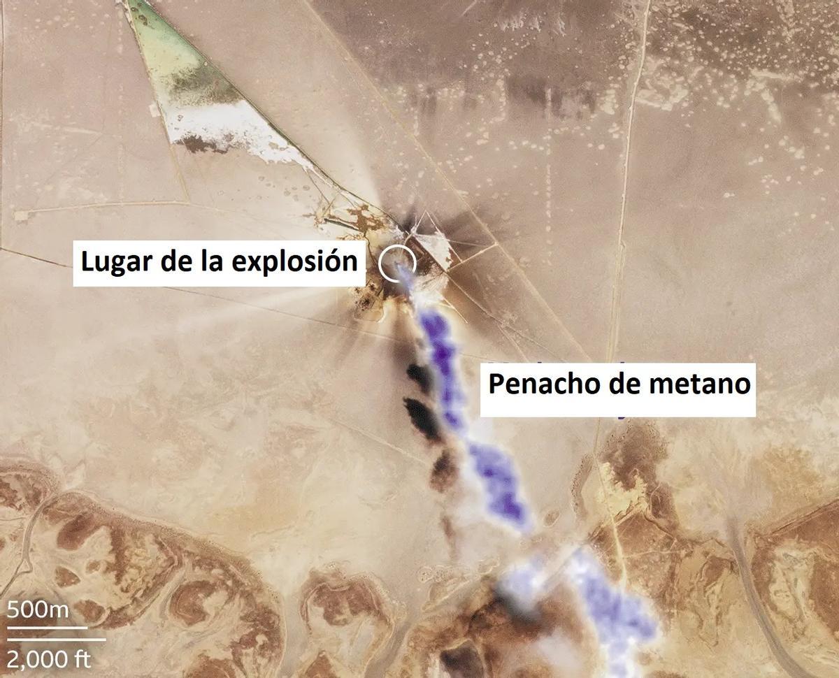Imagen por satélite del penacho de metano