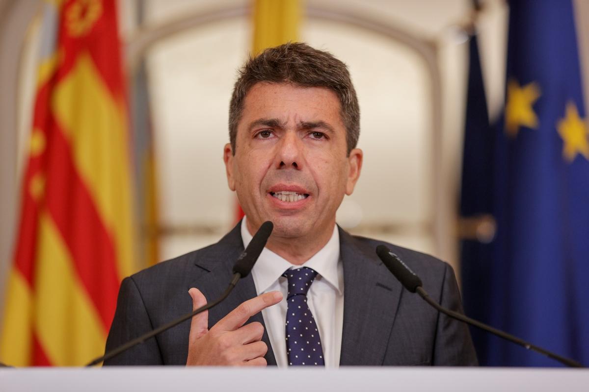 Mazón en la comparecencia de anuncio de los presupuestos.