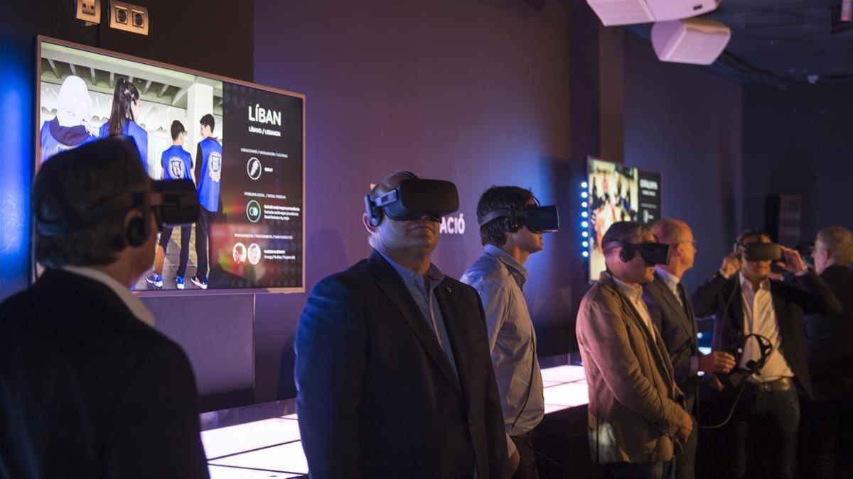 Un espacio de realidad virtual en el nuevo Espai Barça Fundació.