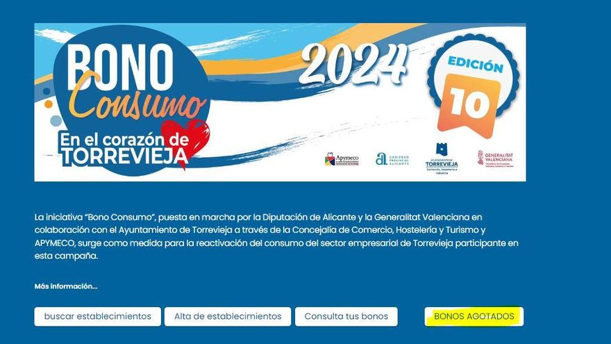 La oferta de 878.000 euros en bonos consumo de Torrevieja por vía telemática se agota en cinco horas