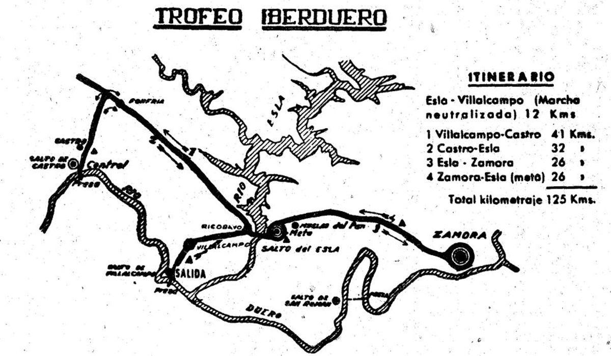 Mapa con el recorrido del Trofeo Iberduero 1975, con paso por el Salto de Castro